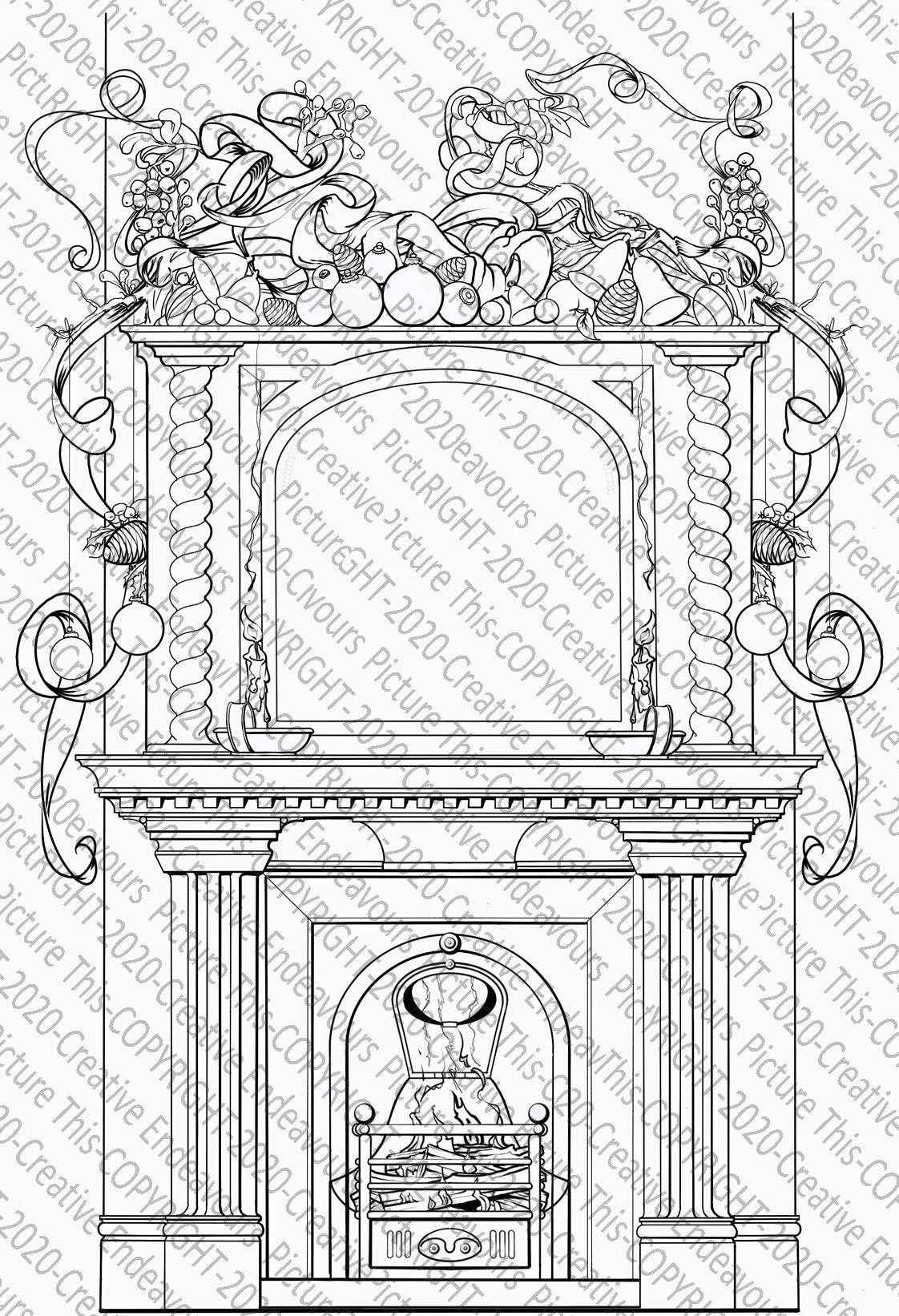 PIcture This A6 stamp set PT 069 Festive Fireplace