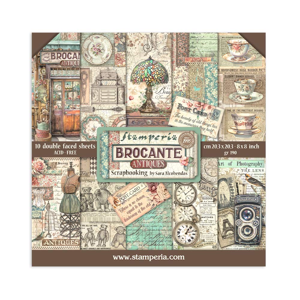 Stamperia 8 x 8 Brocante 10 sheet pad