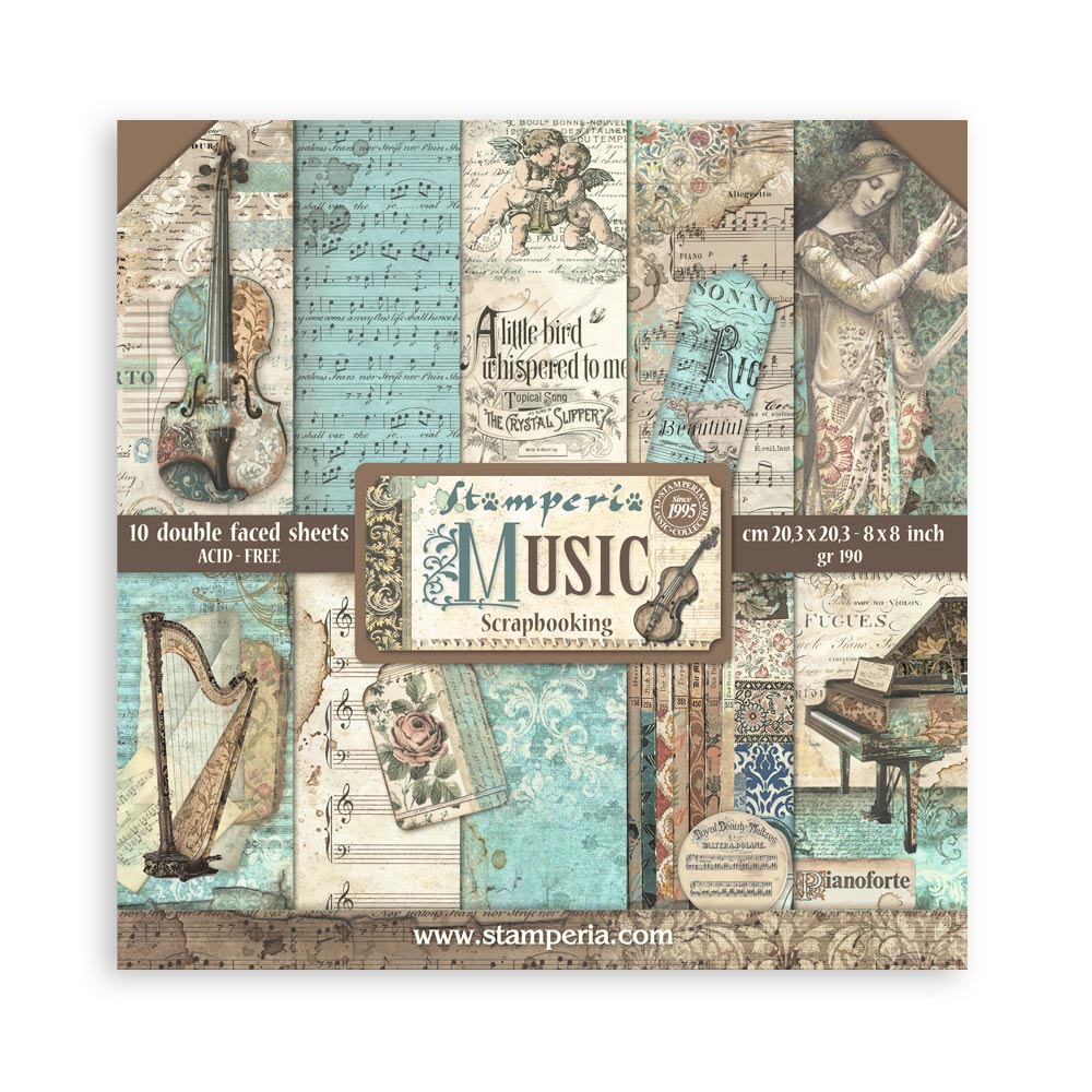Stamperia 8 x 8 Music 10 sheet pad