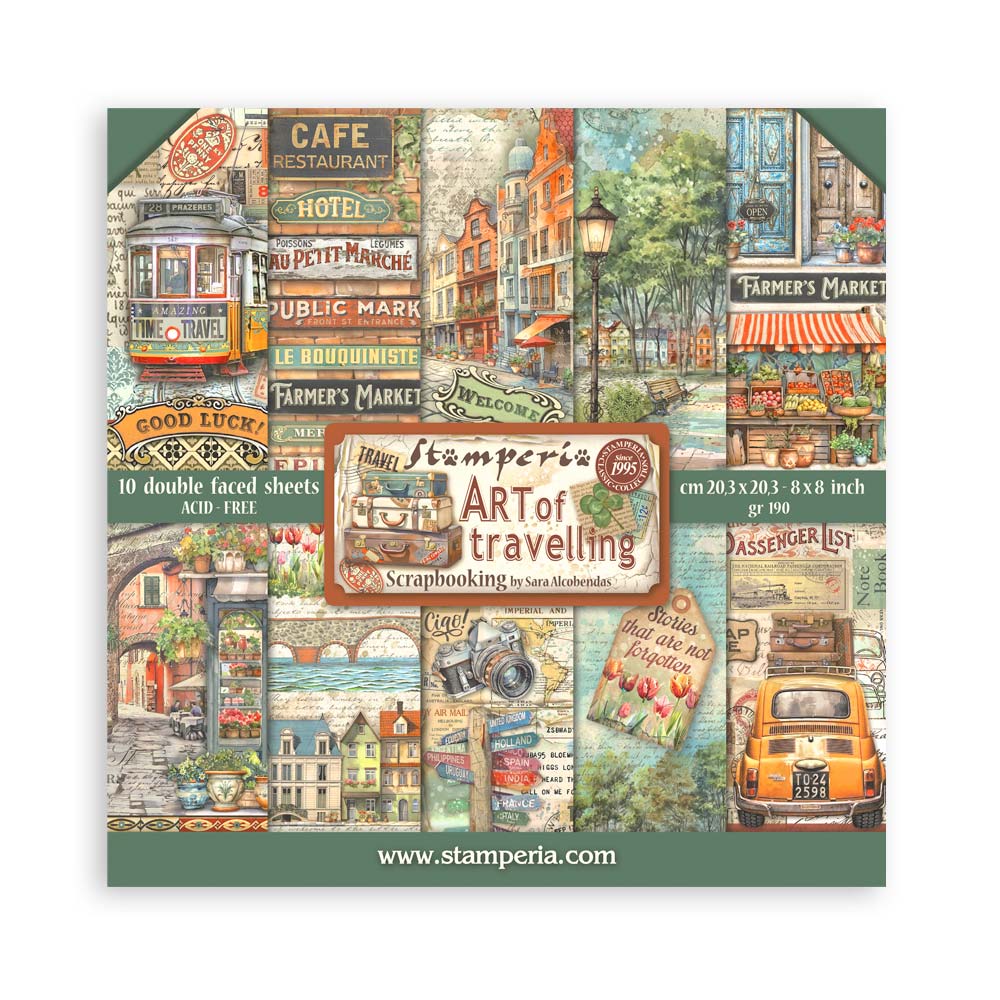 Stamperia 8 x 8 Art of Travelling 10 sheet pad