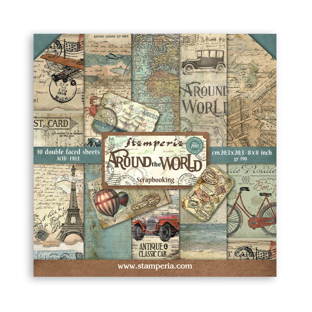 Stamperia 8 x 8 Around the world 10 sheet pad