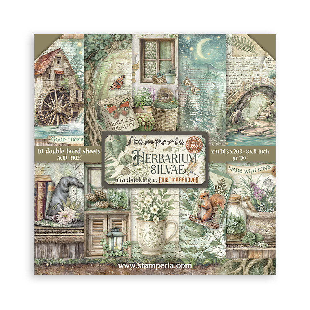 Stamperia 8 x 8 Herbarium Silvae 10 sheet pad
