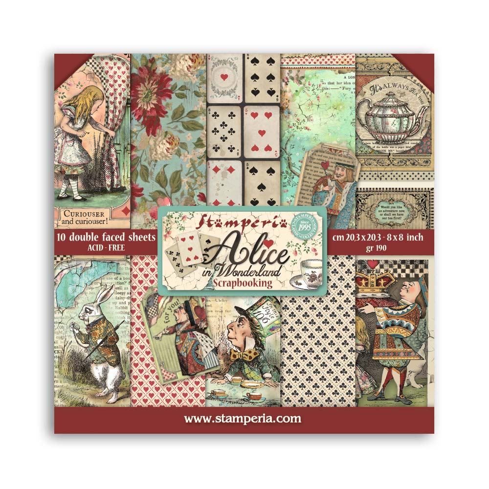 Stamperia 8 x 8 Alice in Wonderland 10 sheet pad