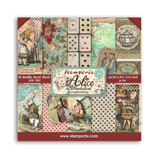 Stamperia 8 x 8 Alice in Wonderland 10 sheet pad