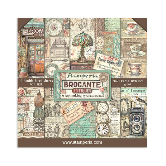 Stamperia 8 x 8 Brocante 10 sheet pad