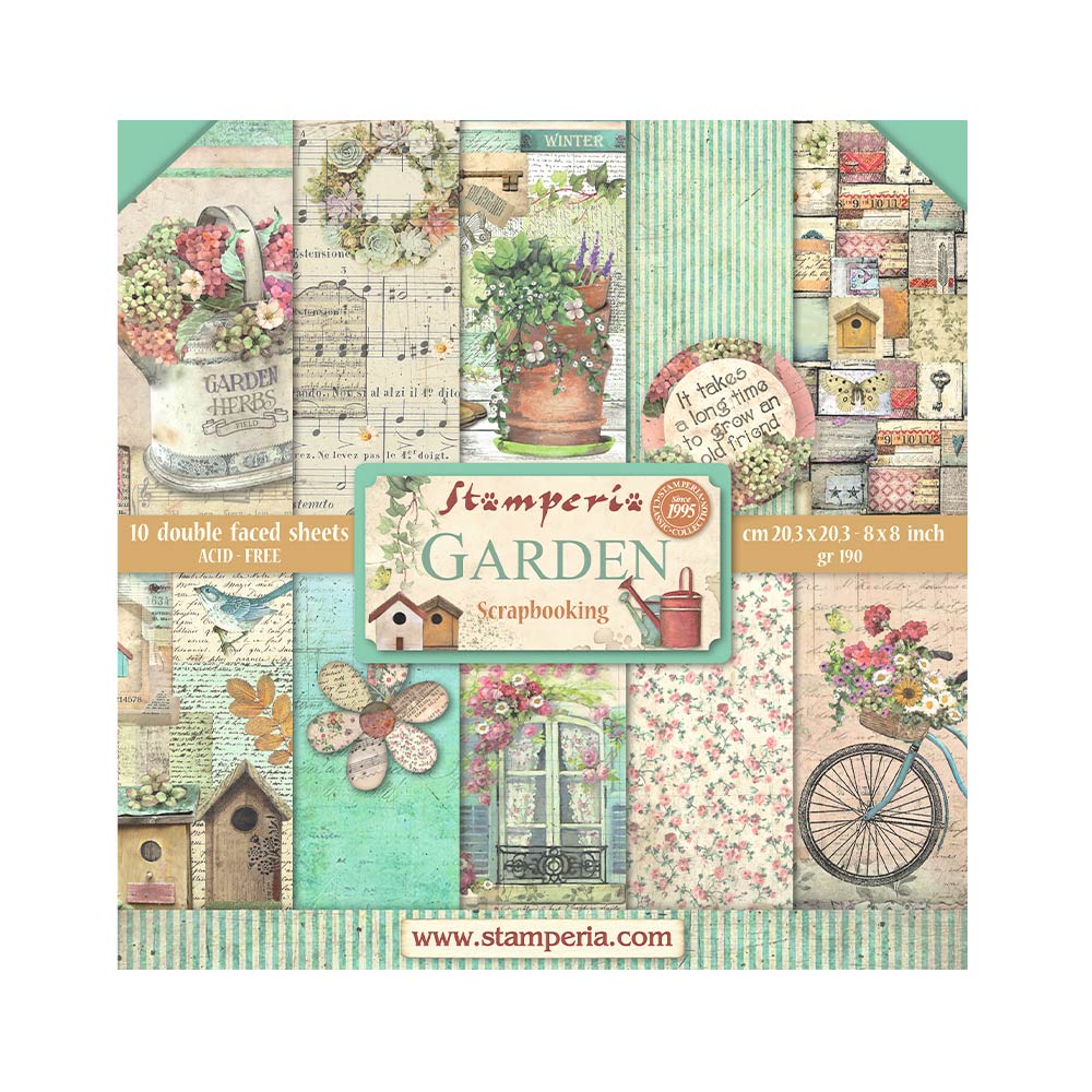 Stamperia 8 x 8 Secret Garden 10 sheet pad