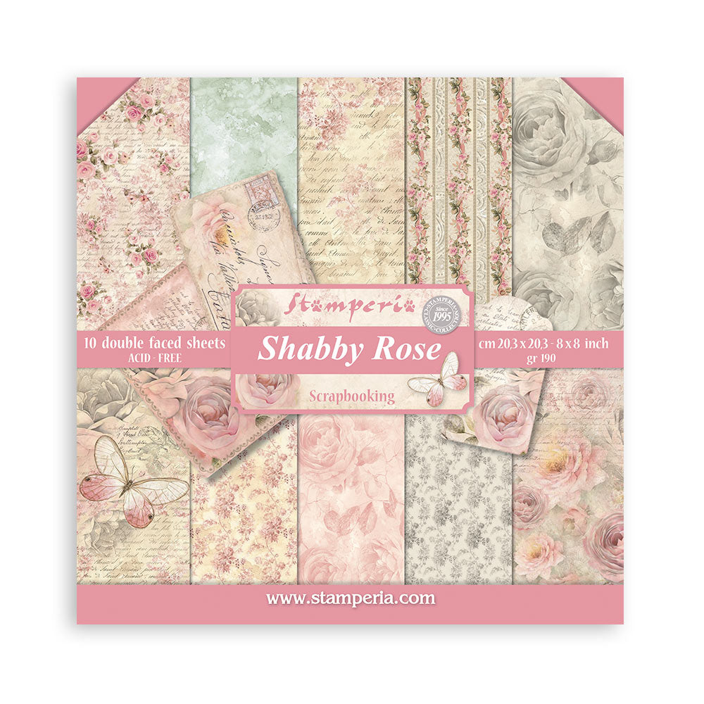 Stamperia 8 x 8 Shabby Rose 10 sheet pad