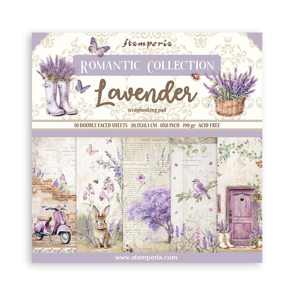 Stamperia 8 x 8 Lavender 10 sheet pad