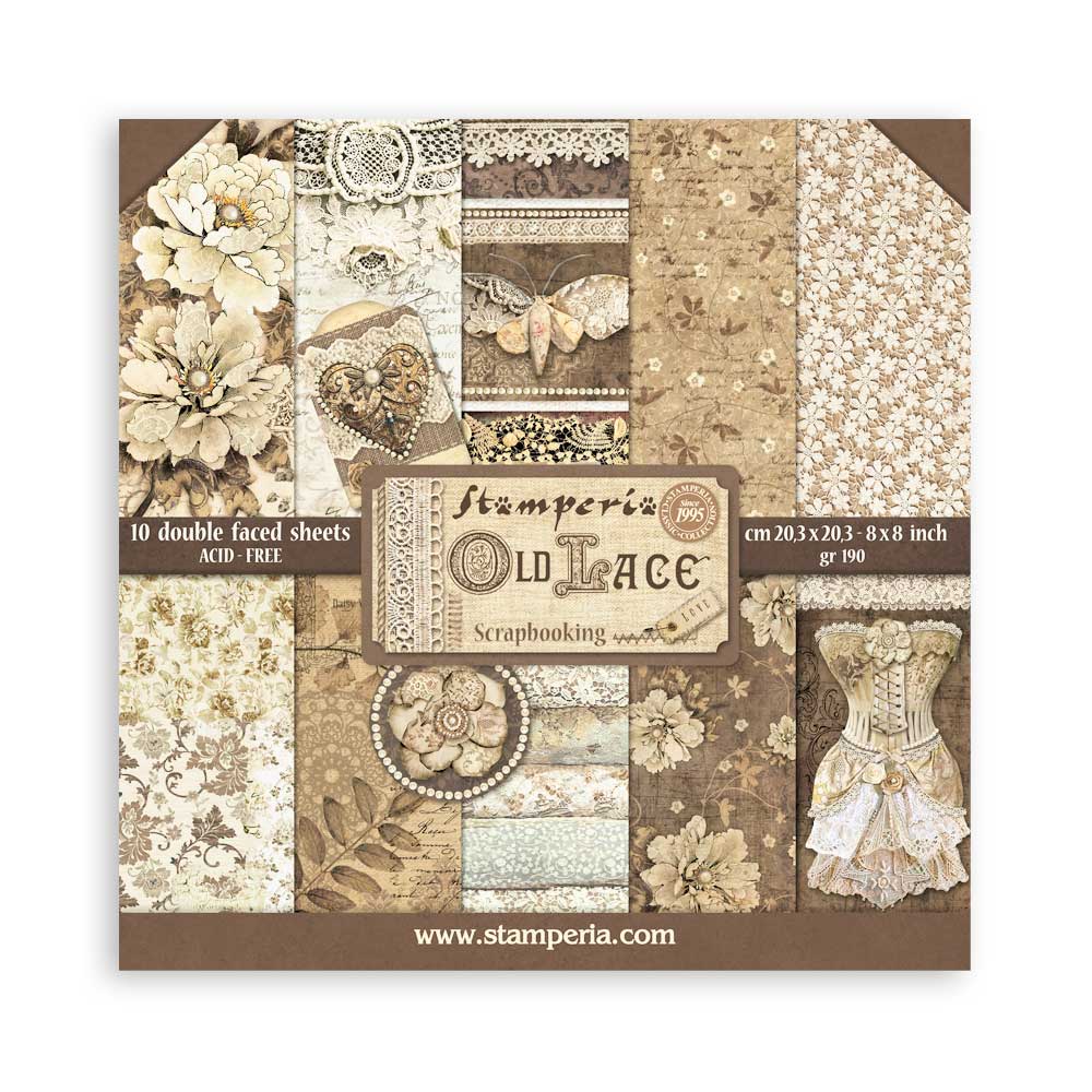 Stamperia 8 x 8 Old Lace 10 sheet pad