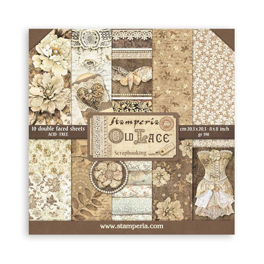 Stamperia 8 x 8 Old Lace 10 sheet pad