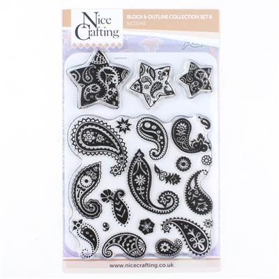 Outline and block stamp collection set 8